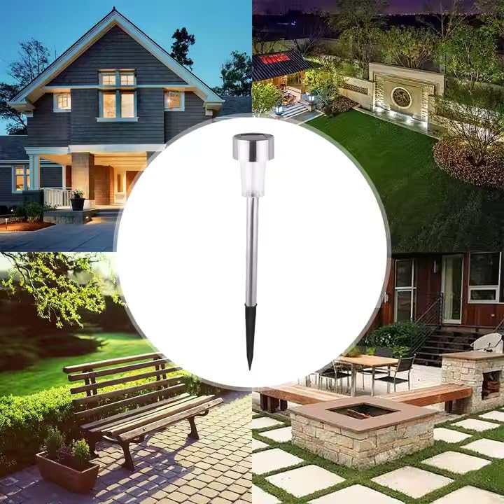 Image of Pack 10 Best Solar Landscap Light Garden Lights Waterproof, Stainless Steel LED Landscape Lighting Outdoor Solar Lights for Yard, Pathway, Walkway, Patio, Lawn (Warm Yellow)