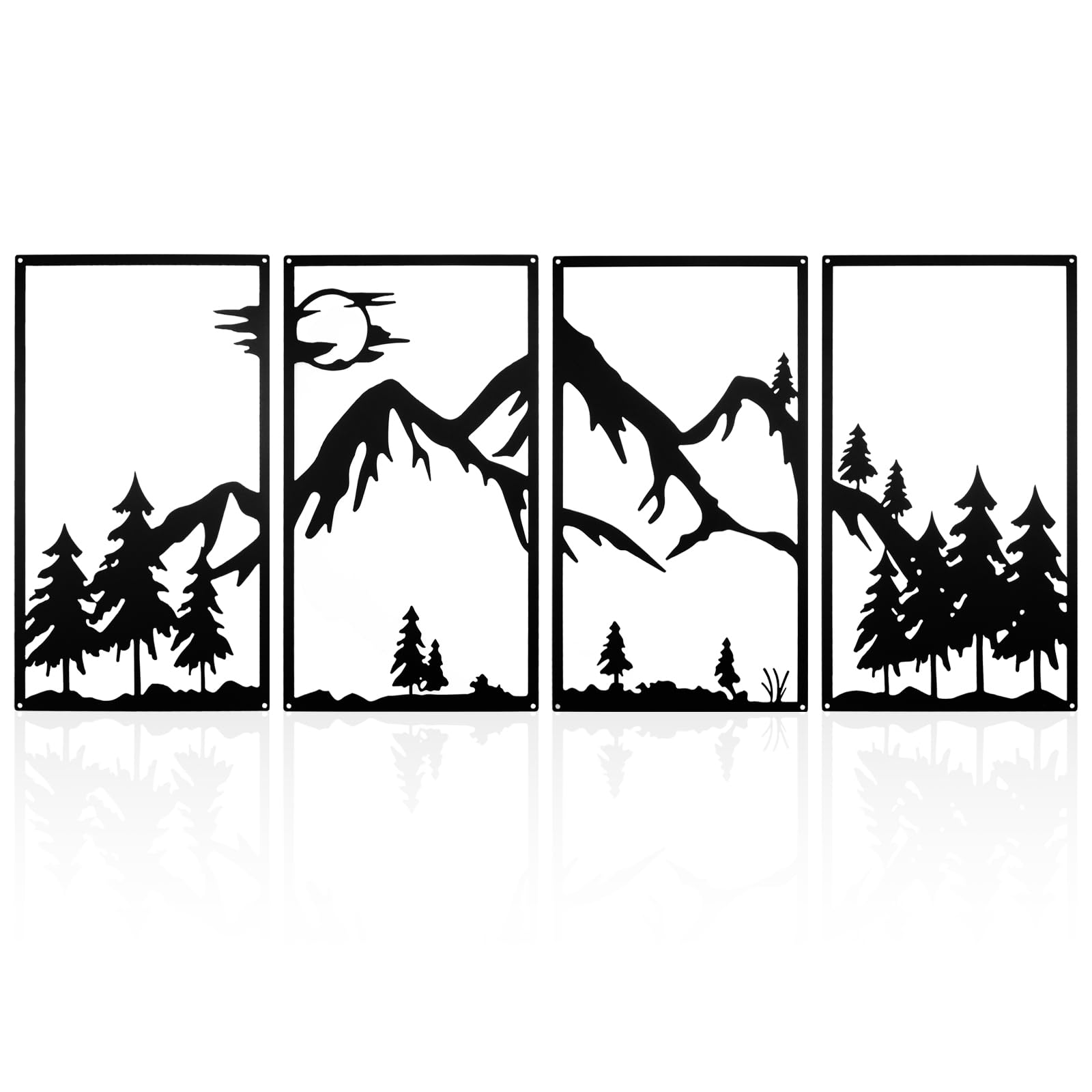 YunBey Decoración Metal Grande de Montaña para Pared - Escultura Mural para Salón, Dormitorio, Jardín, Baño (Negro, 43 x 111 cm)