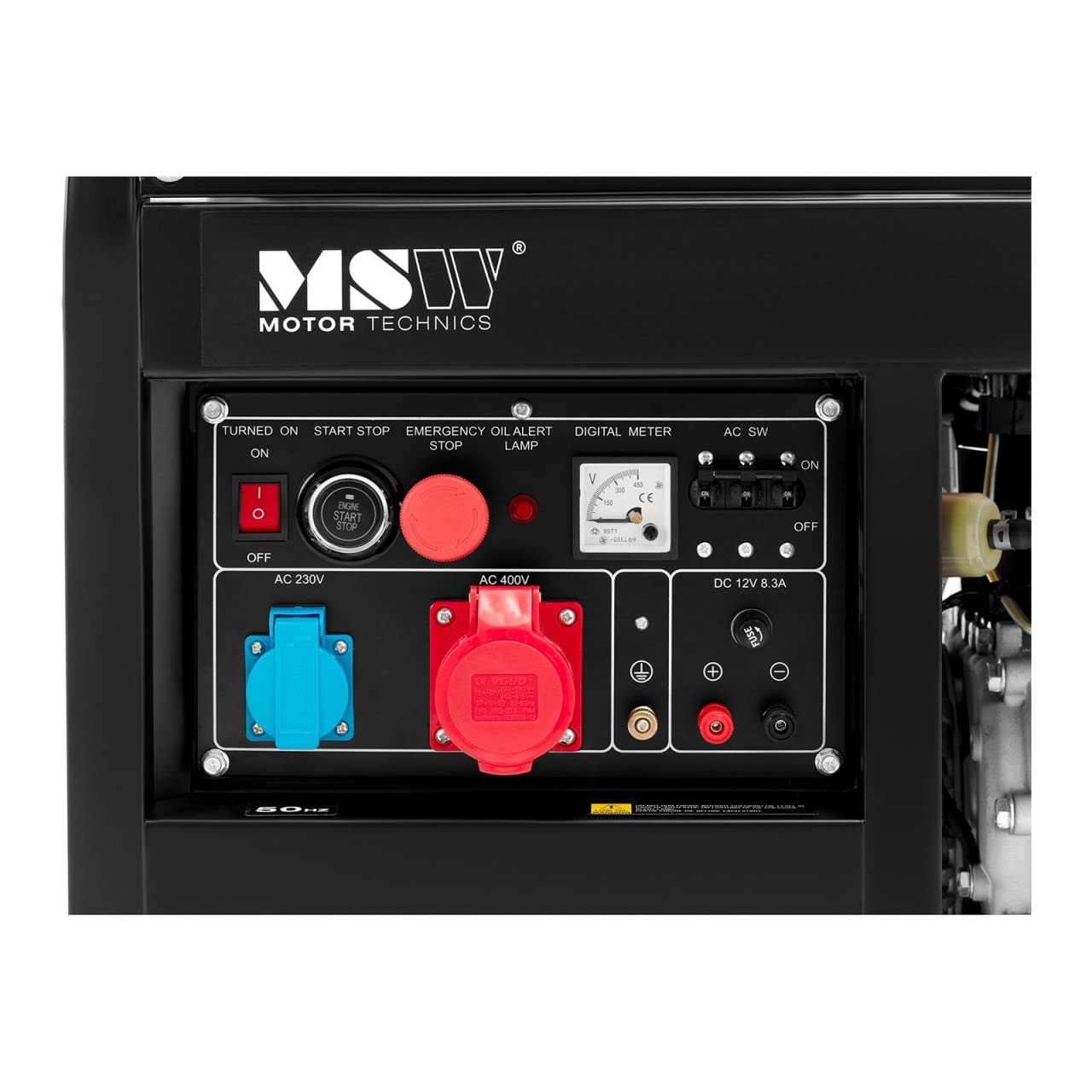 MSW MSW-AVR 8500F MAX EURO5 Generador Diésel Portátil 8500 W 30 L 230/400 V AVR Euro 5 Generador de Emergencia y Electricidad