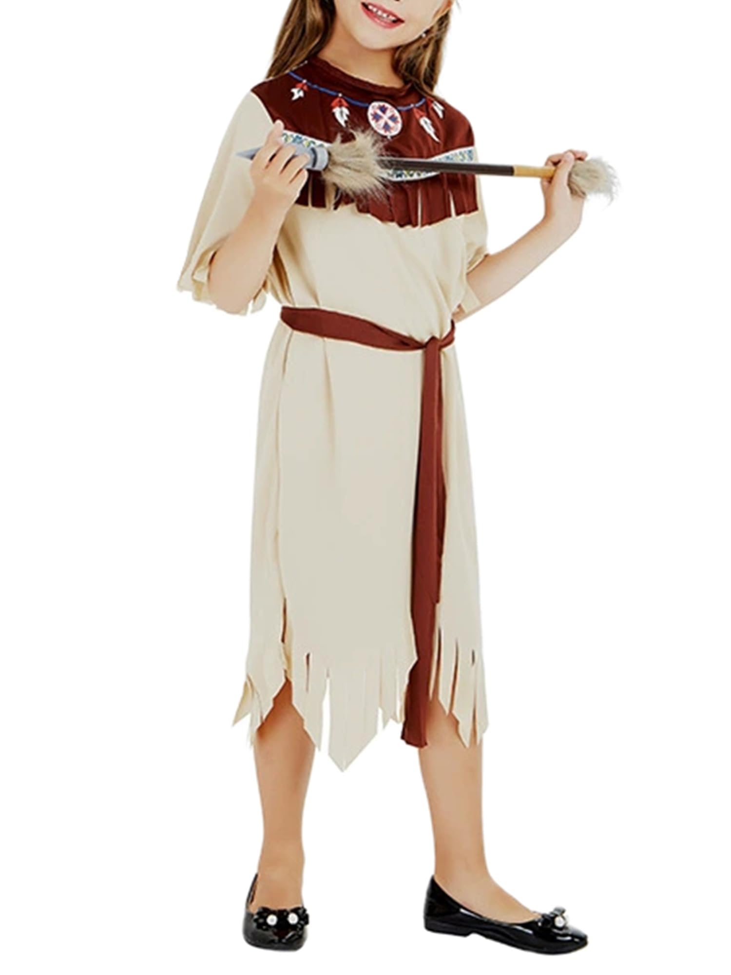 ensswliz Family Matching Halloween Outfit Indigenous Savage Cosplay Costume Native American Costume (A-Brown Girls, XL)
