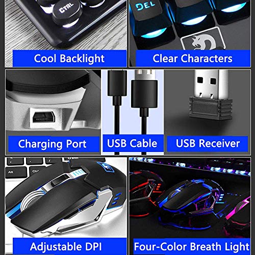 image for FELiCON® Rechargeable 2.4G Wireless LED Illuminated Gaming Keyboard a