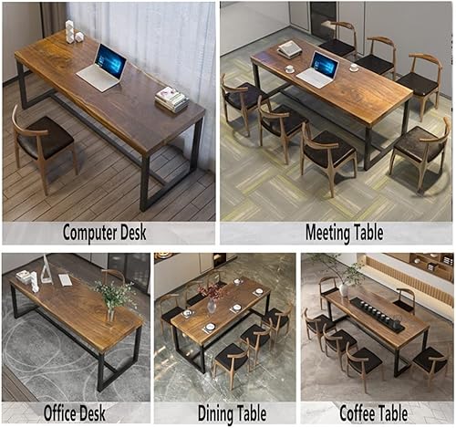 Miniatura 6 de Moderno escritorio industrial de madera maciza para computadora, escritorio de lectura y escritura, mesa de juegos, mesa de pino de 2.0in (tamaño