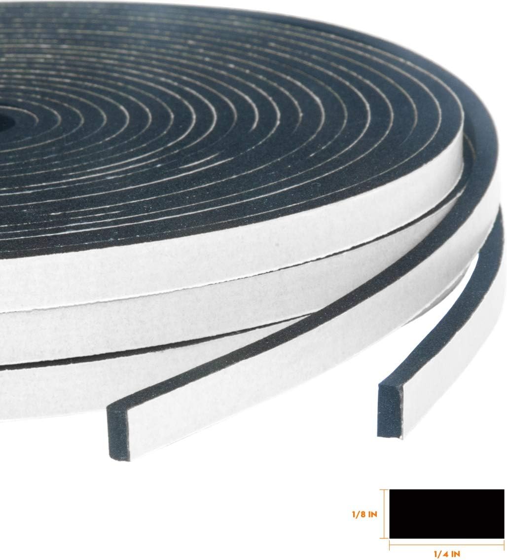 High Resilience Foam Weather Strip, 1/4" x 1/8", Door & Window Seal Tape, 59 Feet (3 Rolls x 19.7ft)