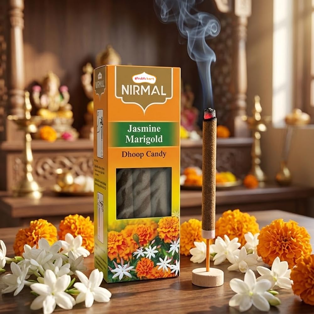 Shubhkart Nirmal Jasmine Marigold Dhoop Candy 20N | Premium Dual Fragrance Pack for Pooja, Meditation, Relaxation, Festivals & Spiritual Events | Incense for Positivity & Home Use