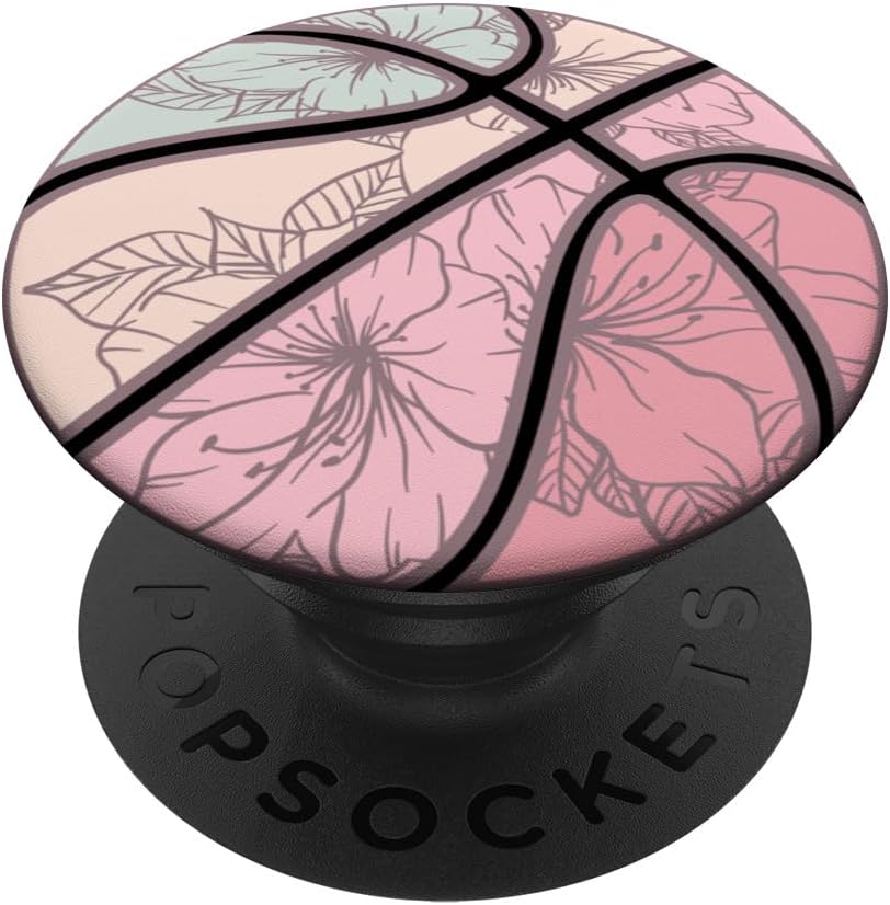 Cute Basketball Flowers for Womens Girls Vintage Basketball PopSockets Adhesive PopGrip