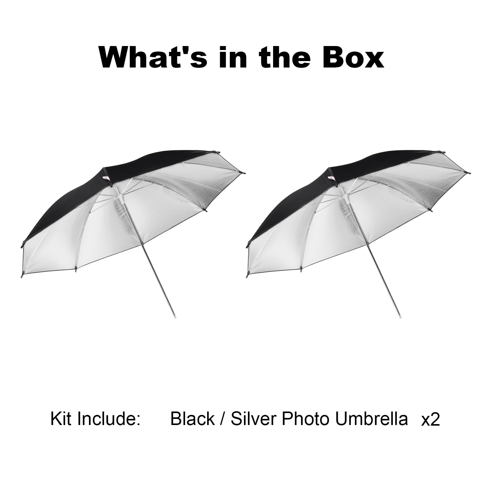 Godox Kit di ombrelli per illuminazione fotografica con borsa, confezione da 2 pezzi, 84 cm, nero e argento, riflettente, diffusori per fotografie, ritratti, luci da studio e riprese video