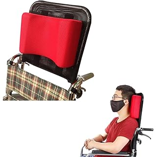 Wheelchair Headrest Neck Support Head Padding Portable Neck Rest Pillow Back Extension Headrest Cushion for Adults Travel Wheelchair Accessories (Red)