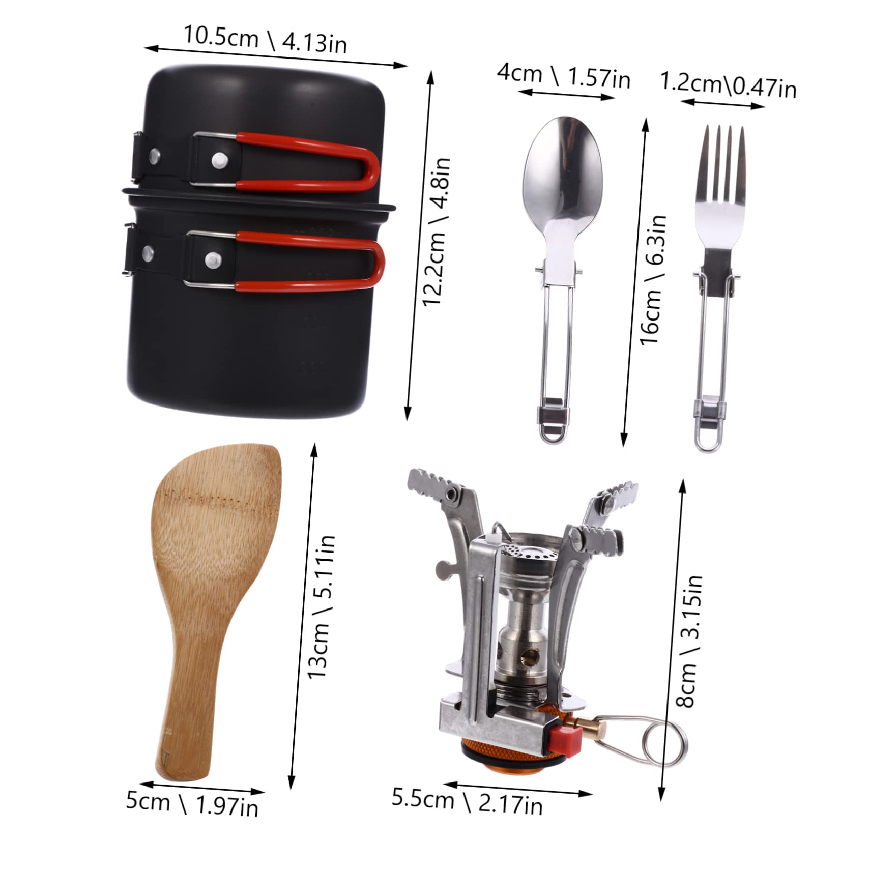 Mikikit Backpacking Cookware Outdoor Pot Cooking Kit Utensils Hiking Picnic Pot Set