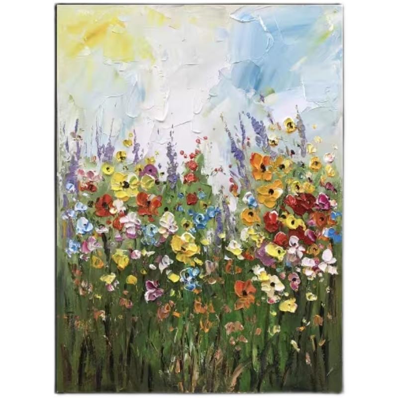 Peintures à l'huile de fleurs pour raviver un mur blanc sans cadre