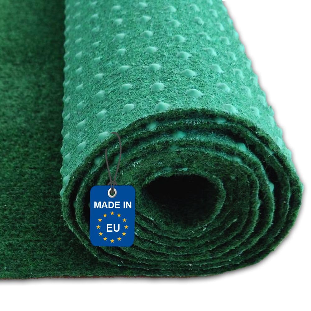 Kunstrasen 100x500 – Wetterfester Outdoor Teppich in Grün für Balkon, Terrasse & Garten | Robuster Filz Teppichboden als Rasen-Alternative