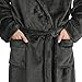 Yurhap Luxury Mens Robe with Hood, Ultra Cozy Fleece Bathrobe for Men, Plush Hooded Robe with Belt & 2 Pockets