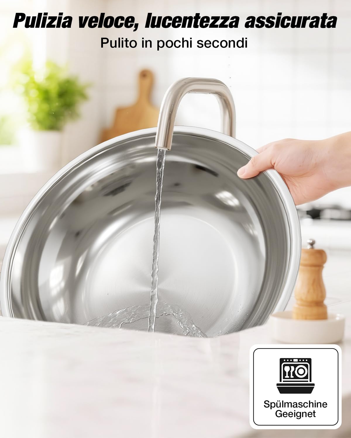 Warmounts Set di 2 scaldavivande rotondi e scaldavivande con coperchio in vetro e supporto per coperchio, scaldavivande in acciaio inox, per catering, feste, eventi, matrimoni, 4 litri