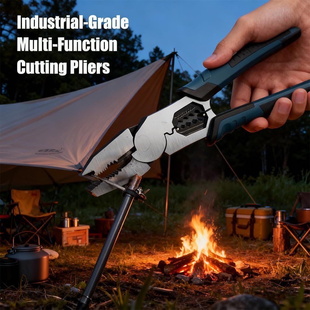 Industrial-Grade Multi-Function Cutting Pliers, 9-in-1 Multi-Functional Plier Nail Puller/Wire Cutter/Stripper/Crimper, It is the best tool for DIY, home repairs and professional work (2PC)
