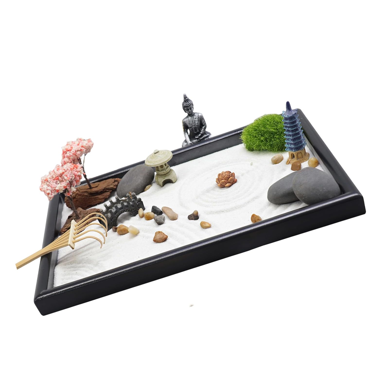 Limtula Scatola per arte della sabbia da giardino da tavolo in miniatura con set accessori per meditazioni consapevoli e set antistress quotidiano