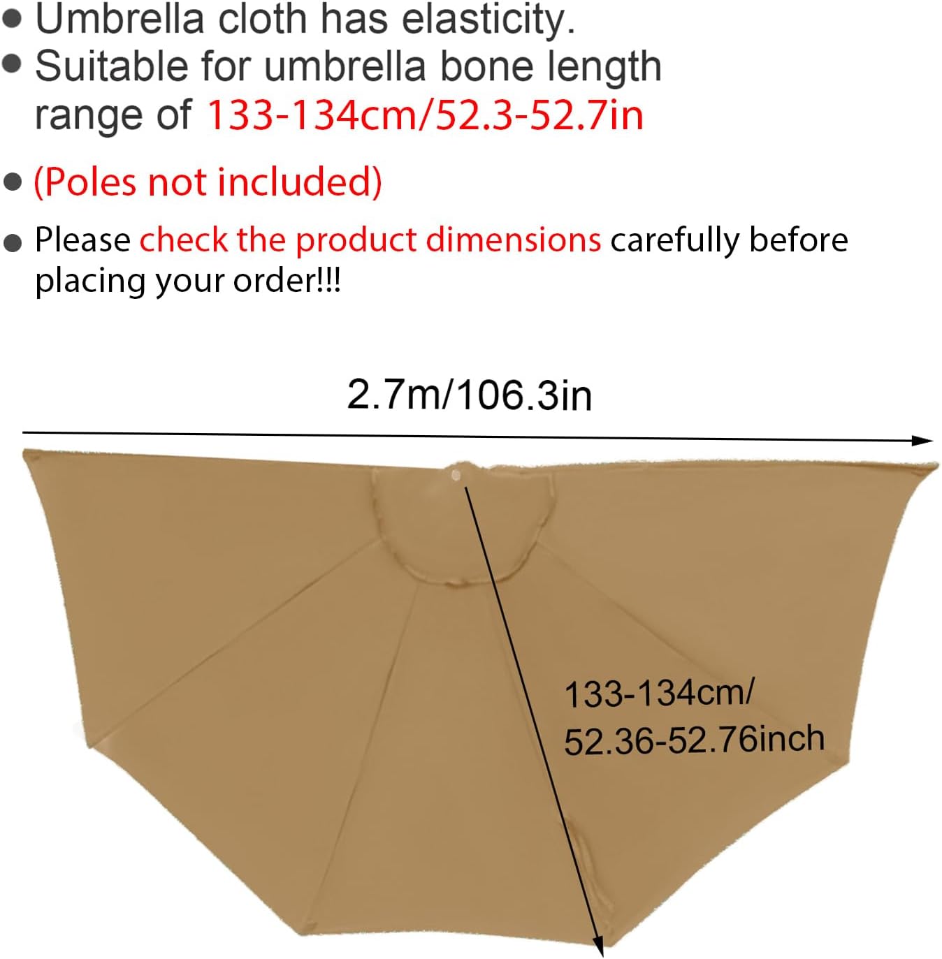 Hapivida Half Umbrella Outdoor Patio Shade, Outdoor Balcony Shade Replacement Canopy Cover Only for Balcony, Table, Deck