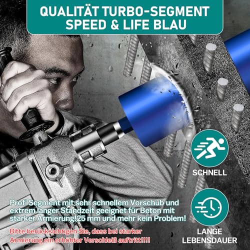 Diamantbohrkrone Kernbohrer für Kernbohrgerät mit Turbo, inkl. SDS-Plus, 1 1/4, Ø 68mm, Gesamtlänge 460 mm, Nass Trocken Dosenbohrer Diamant Bohrkrone Nassbohrkrone Trockenbohrkrone für Beton