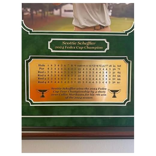 2024 FedexCup Champion Scottie Scheffler 8x10 Photo professionally framed and double matted with engraved 4 day scorecard nameplate (Mahogany)