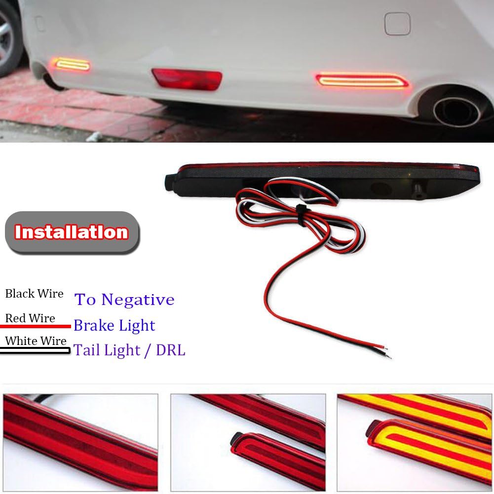 GTINTHEBOX 3D Optic Red LED Rear Bumper Reflectors Brake Tail Lights Lamps for Lexus RC250 RC350 is-F GX470 Toyota REIZ Sienna Matrix Venza Avalon 2Pcs