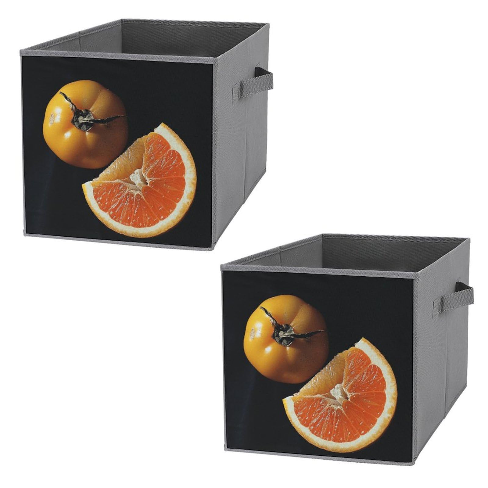 Panier de rangement dressing lot de 2 bacs pliables kaki et orange