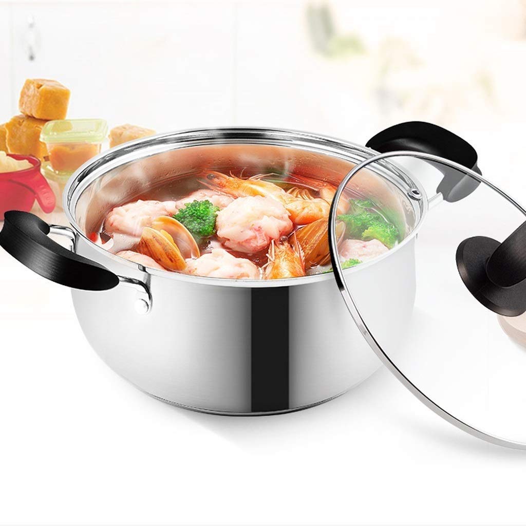 Stockpot 304 Sopa de Acero Inoxidable Olla de Gas para Gas de Gas de inducción de inducción Bota de Oreja Caliente Martillo de Orejas Desayuno freír sartén