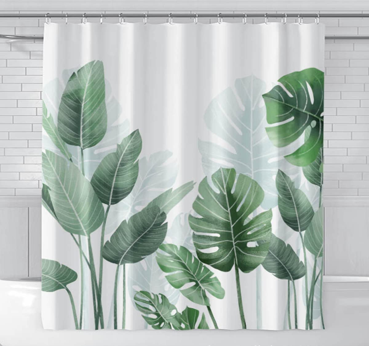 Rideau de douche séparation toilettes tissu épais série plantes tropicales 3D
