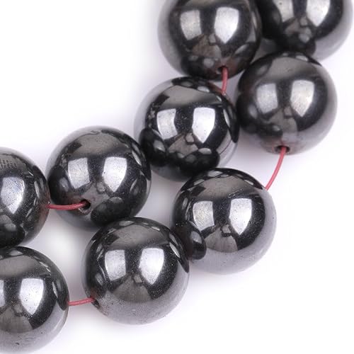 Miniatura 55 de JOE FOREMAN Cuentas sueltas semipreciosas redondas de hemaita negra natural de 0.079 pulgadas para hacer joyas, 15 pulgadas, hilo de cuentas hecho a