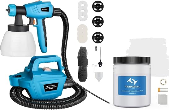 Tilswall Dilution-Free Paint White & 800W Blue Paint Sprayer