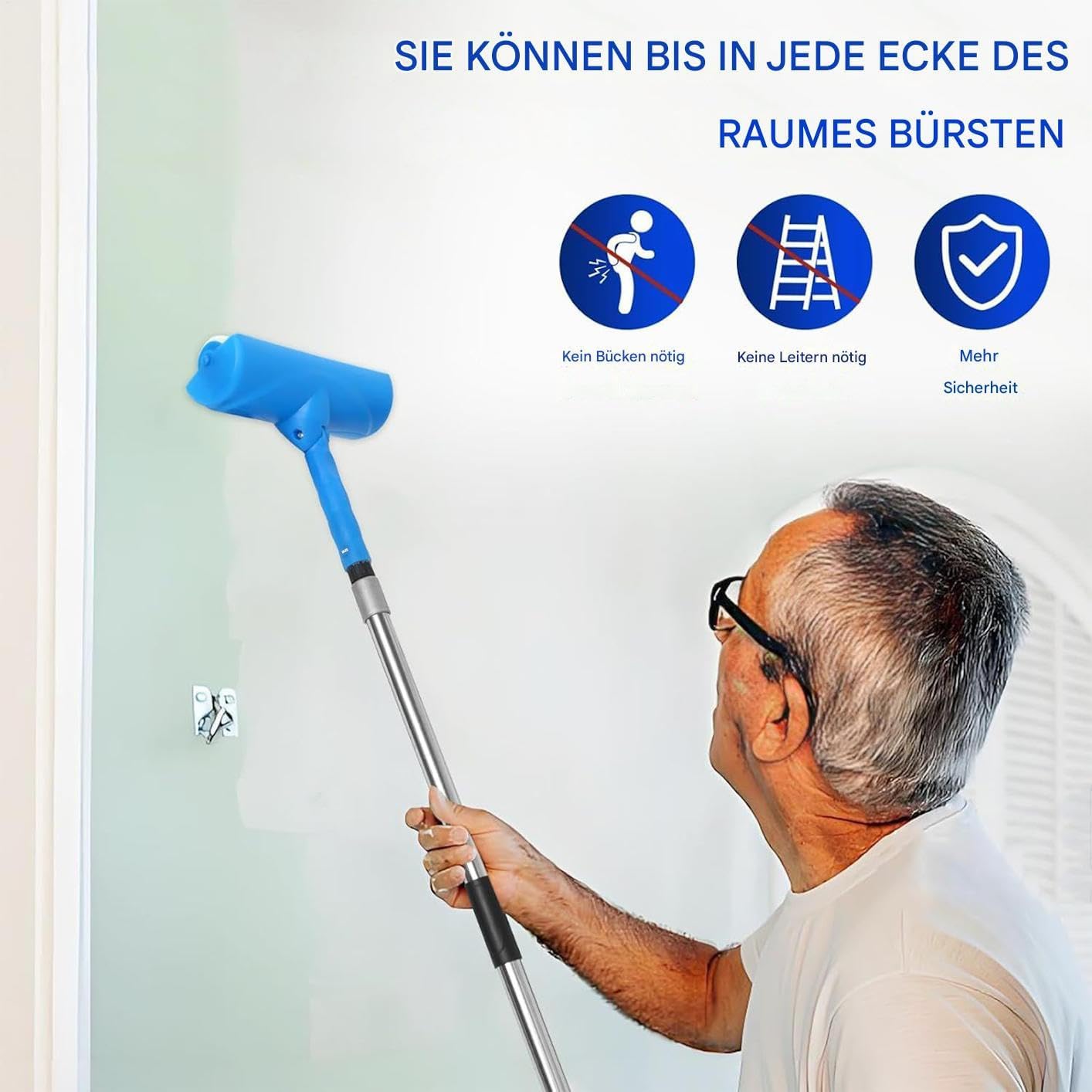 Rullo professionale anti-goccia: applicatore con manico lungo 20 cm con sistema di protezione per pittura da parete, set di strumenti per pittura a parete, per casa, cucina, bagno, pelliccia, facile
