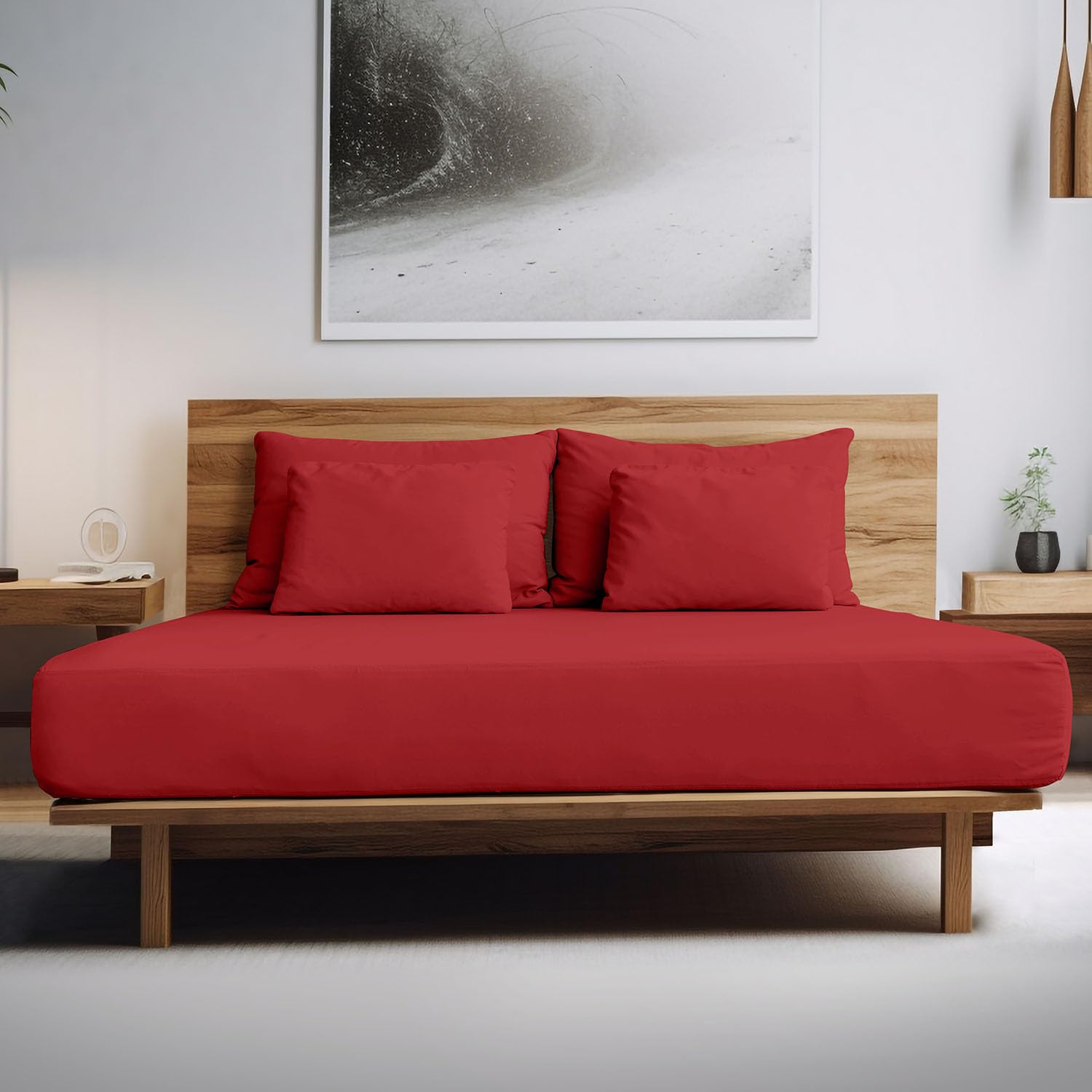 GC GAVENO CAVAILIA Fitted Sheets Super King Size- 100% Egyptian Cotton Bed Sheets- 200 Thread Count Anti Allergy Bedding- Red