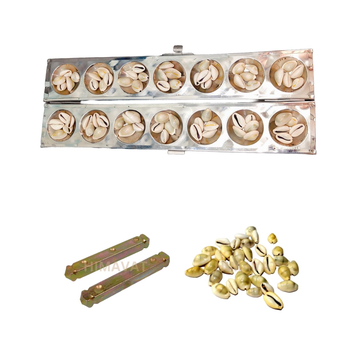 Himavat Handcrafted Wooden Pallanghuzi Board Game – Traditional Indian Mancala Game with Dice & 70+Cowry | 2 Dices & Shells – Two-Player Strategy and Family Entertainment…