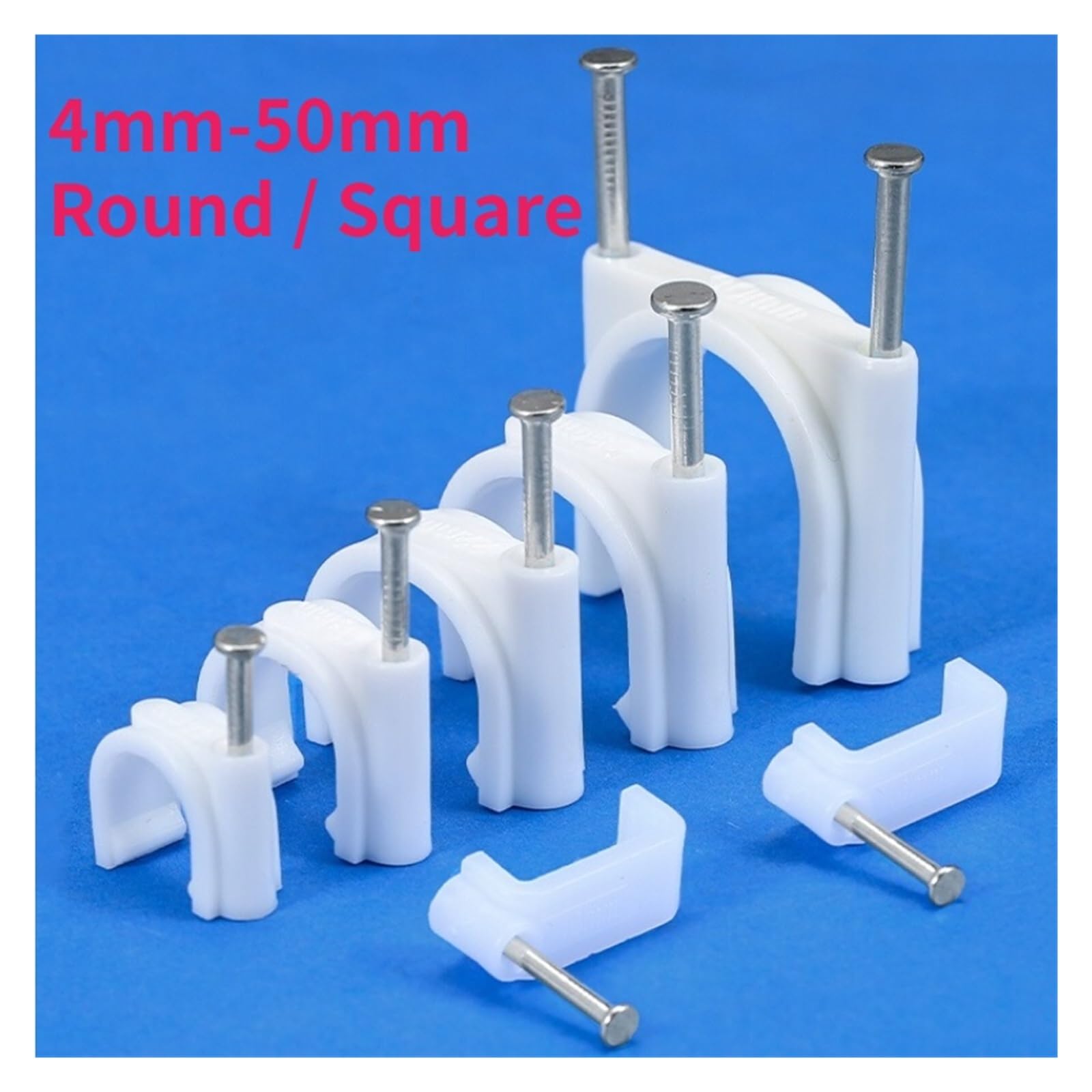 Clips for cables de clavos, abrazadera gestión con clip for acero 4-50 mm(9mm(100pcs))