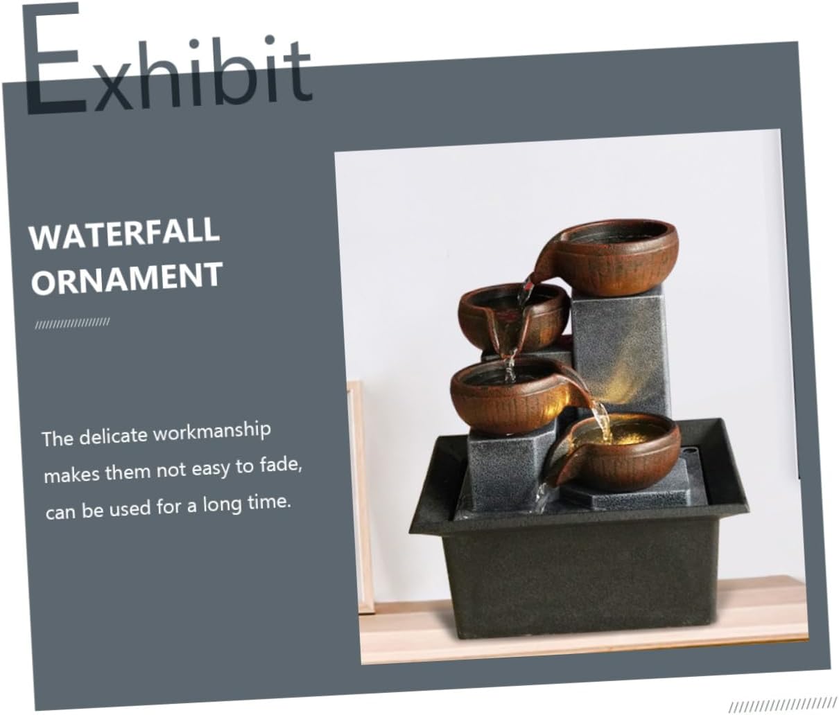 Cabilock Tabletop Water Fountain Elegant Office Ornament for Living Room Peaceful Zen Decor Beautiful Craftsmanship Suitable for Home and Office Decoration Us Included