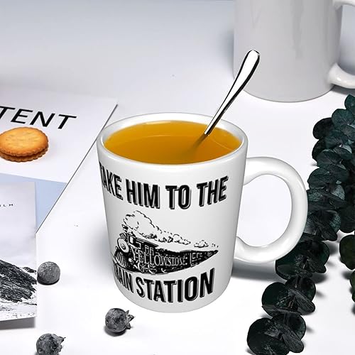 Miniatura 6 de NUTNET Yellowstone Dutton Ranch - Taza de café con texto en inglés "Take Him To The Train Station", taza de café de Dutton Ranch, regalo de