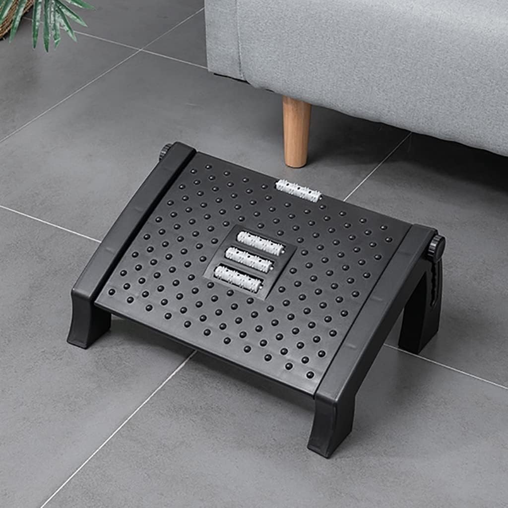 Adjustable Ergonomic Foot Rest with Massage Function, Footrest Under Desk 6 Adjustable Height Footrest, Non-Slip Foot Stool for Office Home Travel