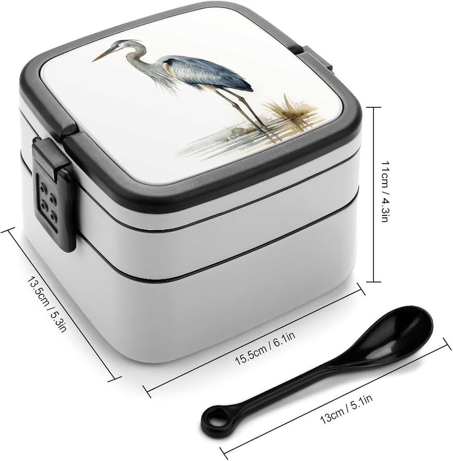 Adults Lunch Box Adult Bento Box Stackable Bento Box BPA-Free Long-beaked Heron Lunch Box Food Container Ideal for Meal Prep, Work, And On The Go