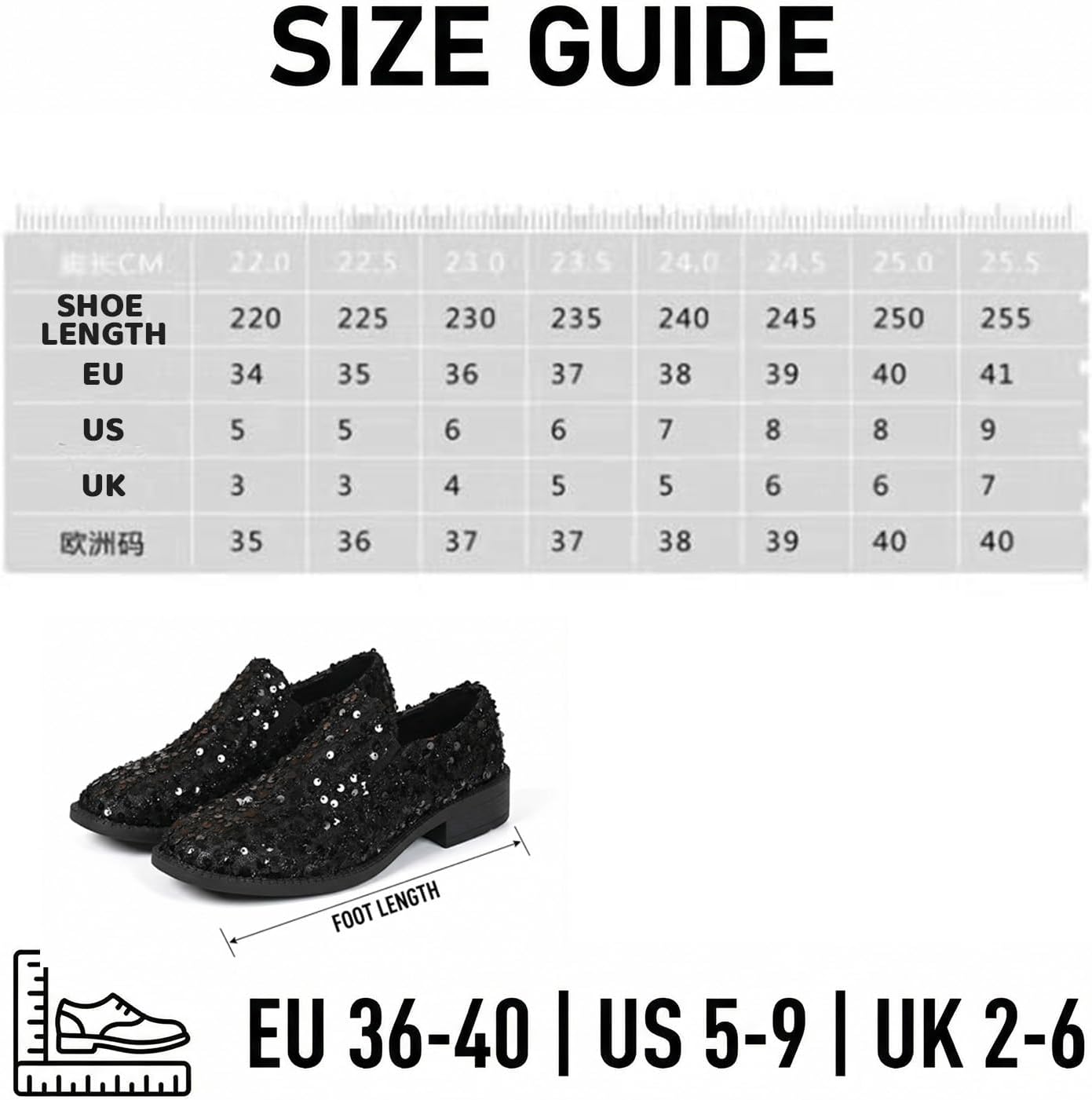 Elegant Women's Slip-On Loafers with Sequin, Black Glitter Slip-On Shoes with Chunky Heel Dress Shoes for Party Wedding - Image 7