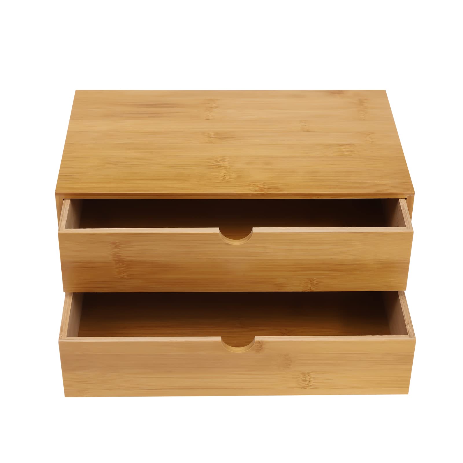 Bambusowy organizer na biurko z 3/2 szufladami, 33 x 19 x 16 cm, wielofunkcyjny organizer na przybory biurowe, kolekcje kosmetyków (2 szuflady)
