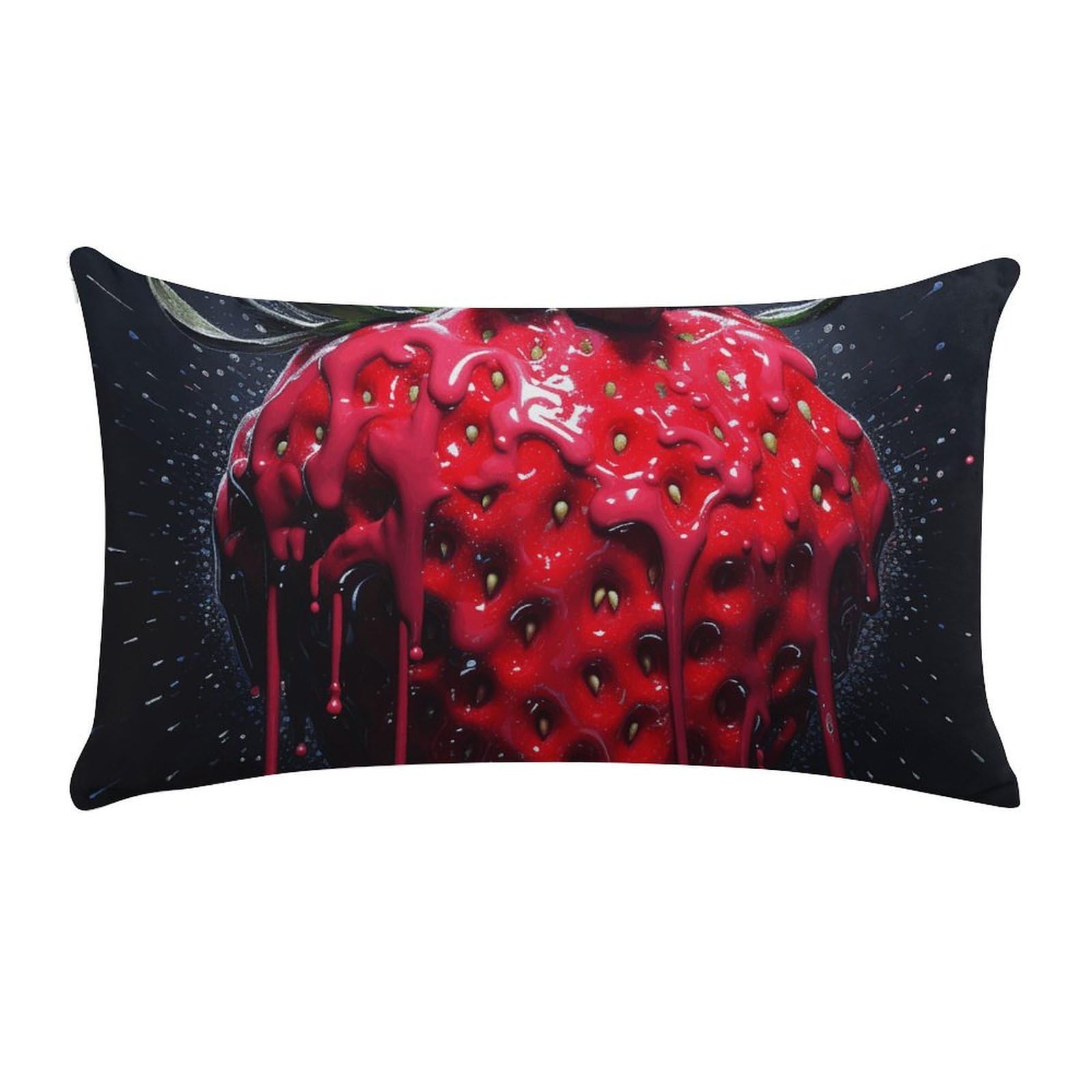 Bright Red Strawberries Pillow Cases for Sofa, Super Soft Plush Pillow Cover with Zipper, Luxury Cozy Pillow Shams for All Seasons, Lightweight Pillowcases for Bedroom, 12" X 20"