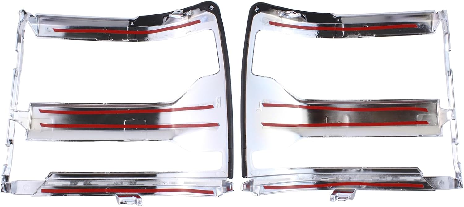 Chrome Left and Right Side Headlight Trim Bezel Cover for Chevrolet Silverado 1500 2016-2018, Silverado 1500 LD 2019