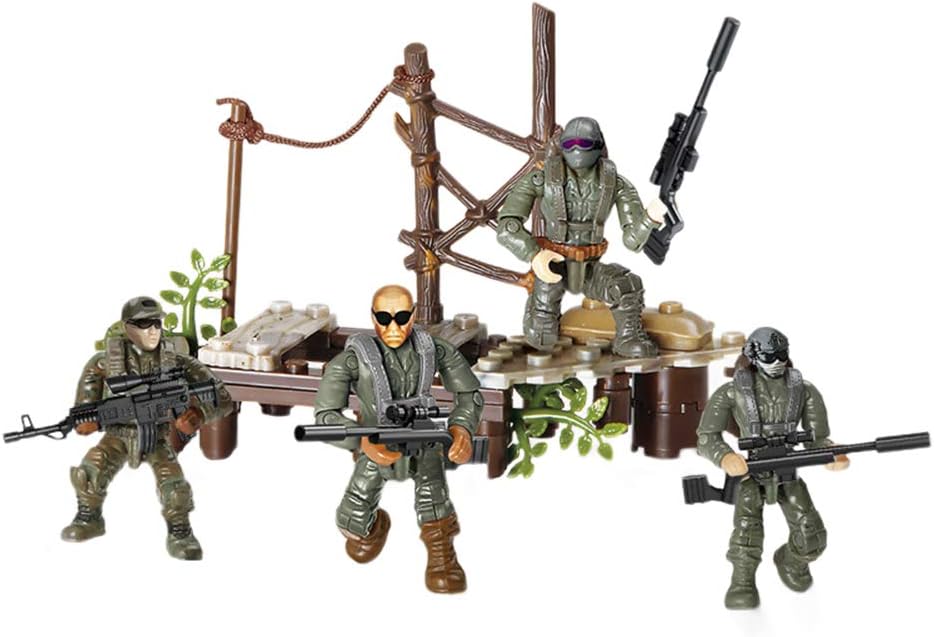 YEIBOBO ! Special Forces Mini Action Figure with Military Weapons and Accessories (Crossing Marsh)