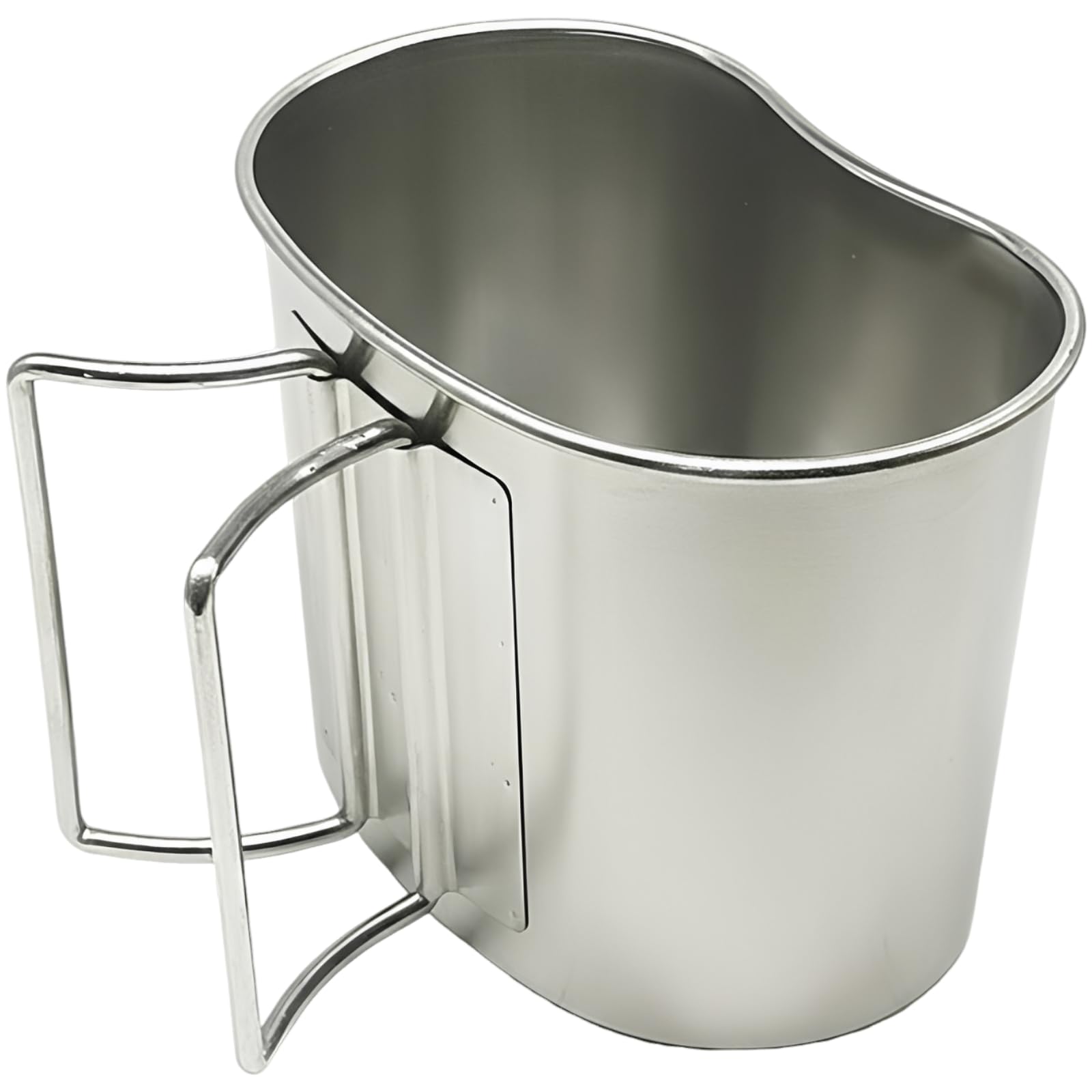 Edelstahl Mess Kit Cup, Canteen im Armee-Stil für Outdoor-Camping, Kochen über offenem Feuer, klappbarer Griff, tragbar und formstabil, ideal für unterwegs, 5,5 x 3,5 x 4,1 in / 14 x 9 x 10,5 cm