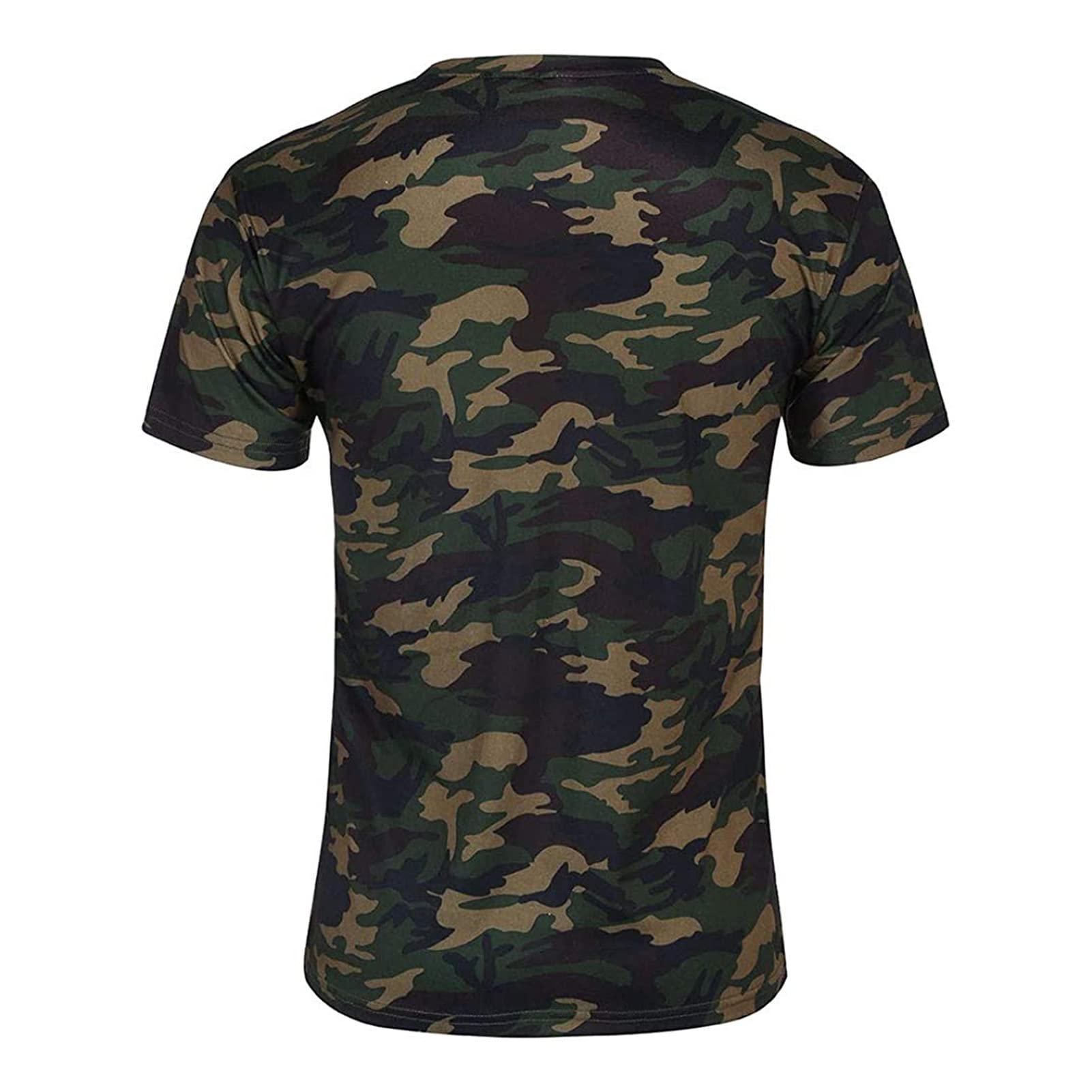 Men's Regular Fit Camo Crewneck T-Shirt Short Sleeve Camouflage Shirt Tops Slim Athletic Military Pullover Tees (ArmyGreen,XX-Large)