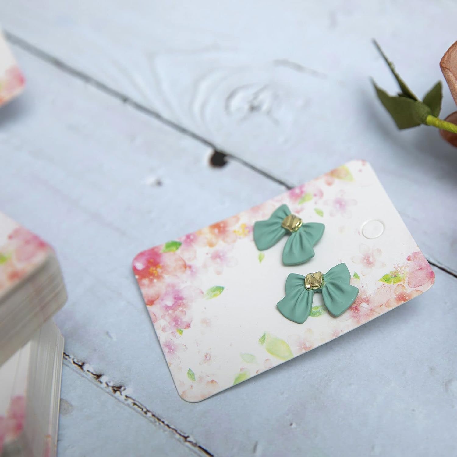 100Pack Flower Earring Cards for Display Necklace Card Jewelry Display Hanging Card Hang Tag 2.8"x2"
