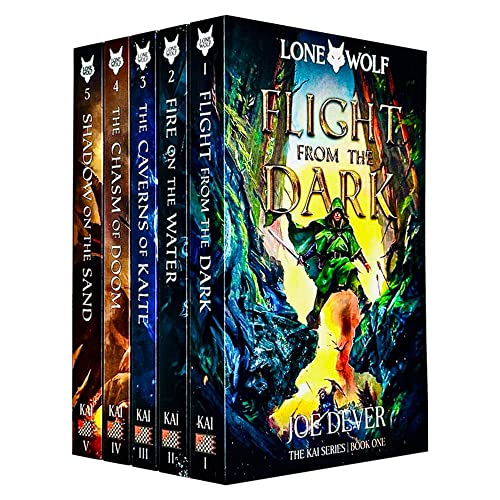 Lone Wolf Series Books 1 - 5 Collection Set by Joe Dever (Flight from the Dark, Fire on the Water, Caverns of Kalte, Chasm of Doom & Shadow on the Sand)