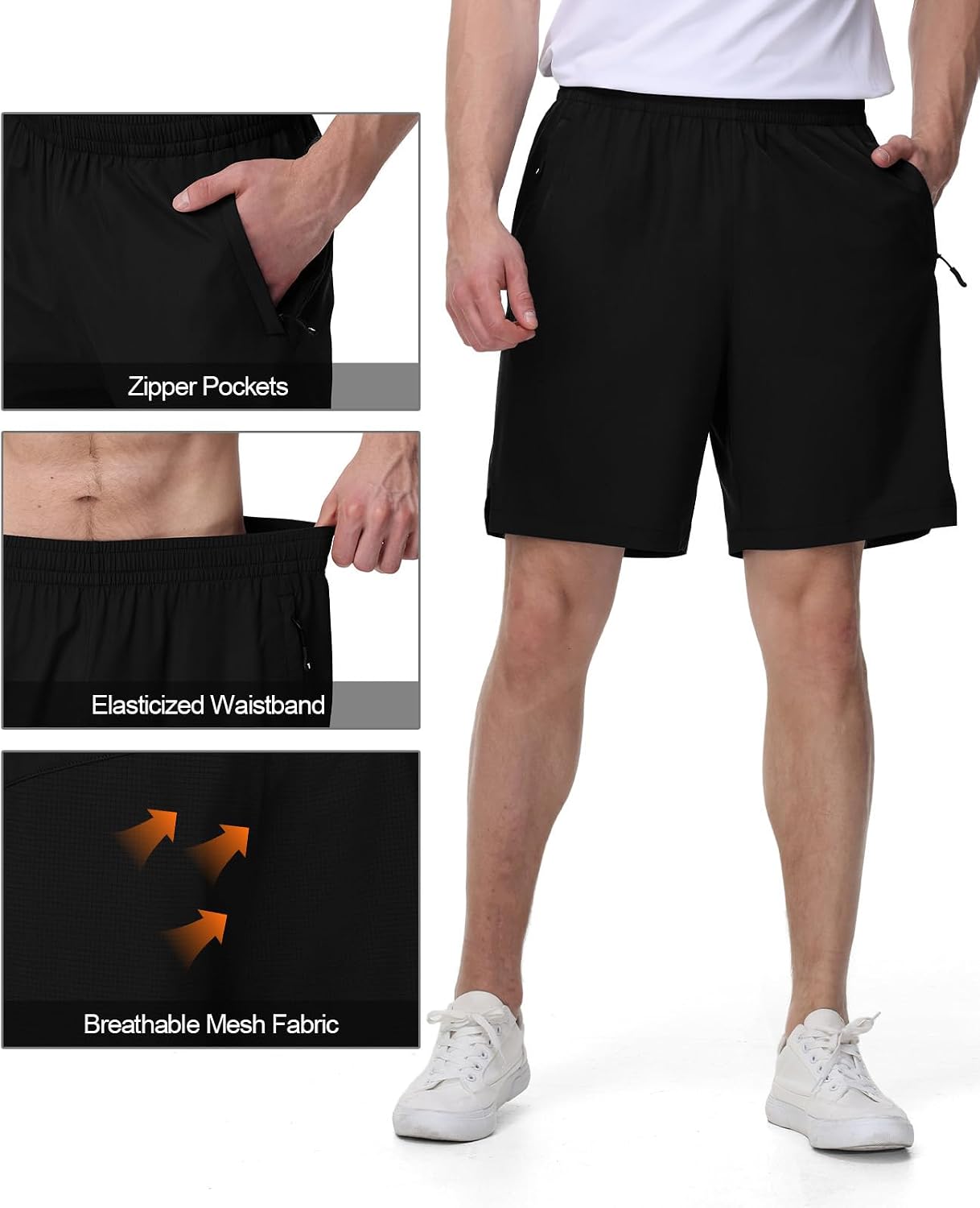 TBMPOY Men's Athletic Running Shorts 7" Lightweight Workout with Zipper Pockets No Liner Quick-Dry Gym Active Shorts