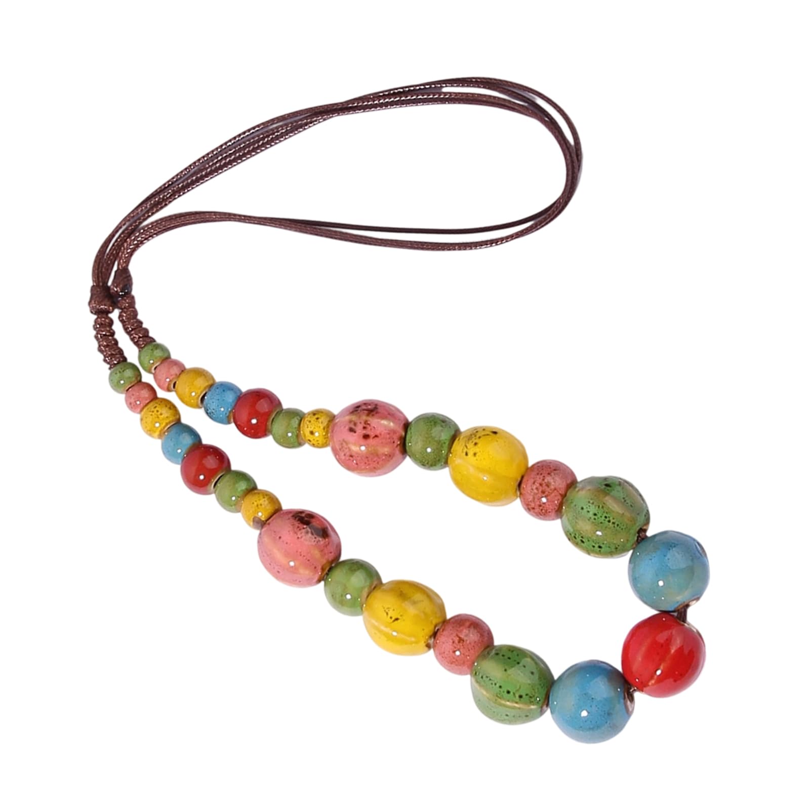 Ljmyy Women's Multicolor Handmade Ceramic Bead Necklace Vibrant Colors Artistic Crafted Lightweight Jewelry For Unique Fashion Accessory Ceramic Necklace