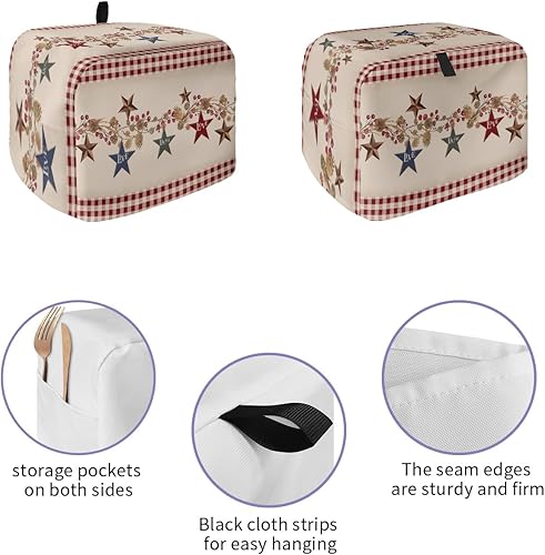Miniatura 2 de Funda antipolvo para tostadora con bolsillos, diseño de búfalo rojo con diseño de bayas y búfalo rojo, suave, lavable, funda para tostadora de 4