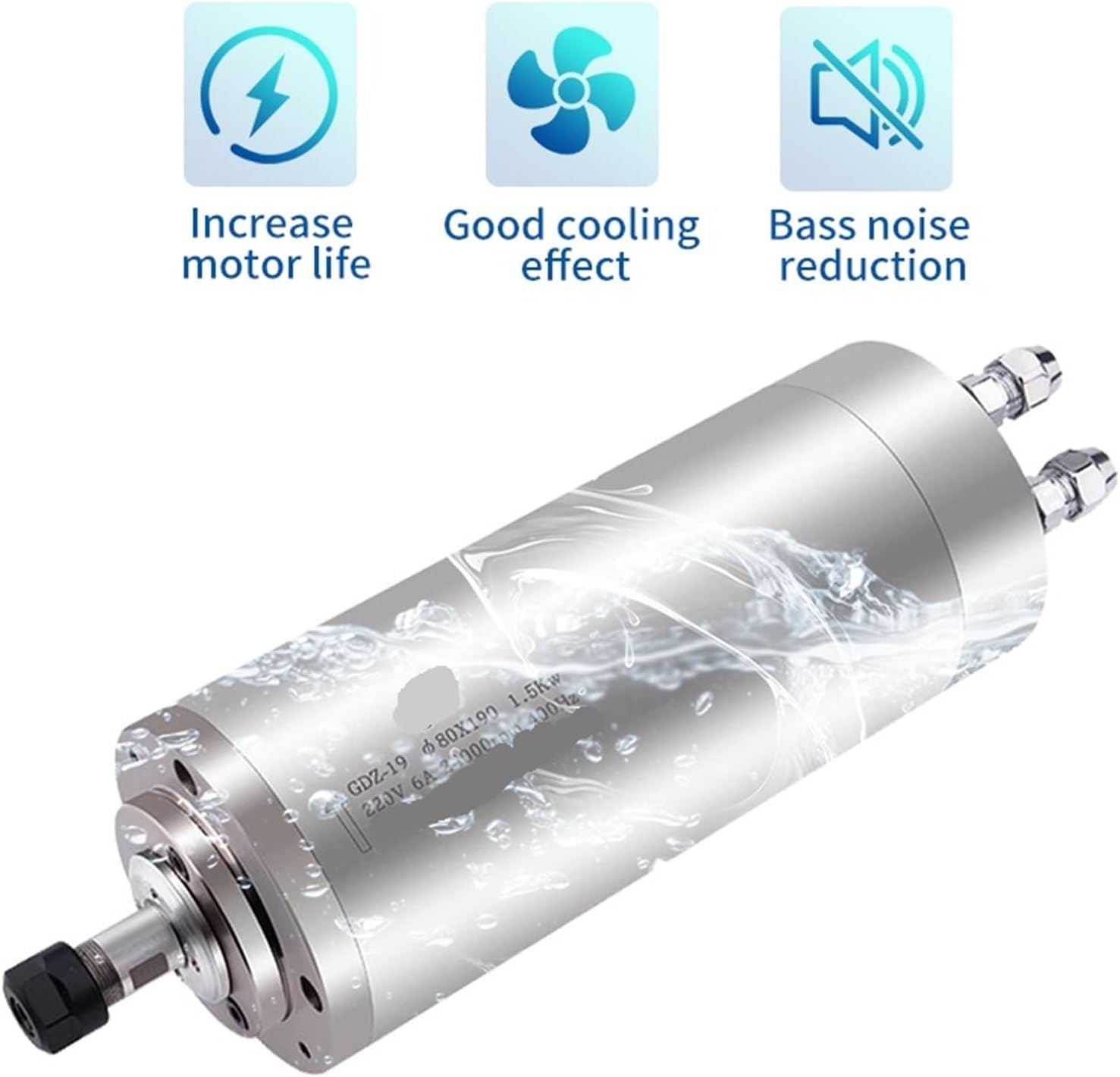 1.5KW Water-Cooled Motor ER11 Diameter 80mm for Computerized Numerical Control Engraving Machine with 4 Bearings for Engraving(ER11 380V)