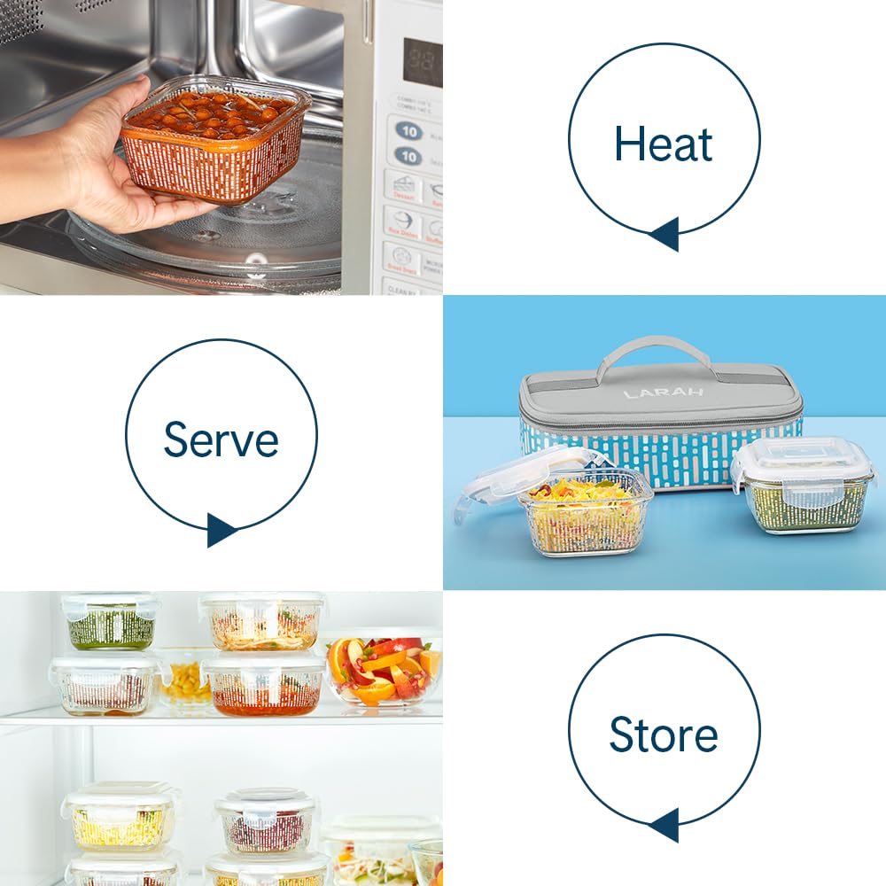Larah Glass Lunchbox - Leakproof & Microwave Safe -2