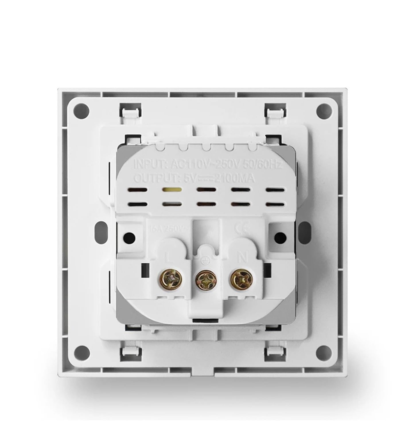 Delviz Dual USB Charging Outlet, AC 110~250V Power Jack, White PC Material Panel, 2A USB Interface, 16A EU Standard Wall Socket(1 Piece)